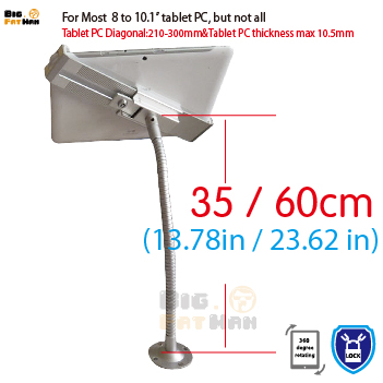 Universal wall mount for 7 to10.1" tablet desk secure mounting gooseneck arm tablet holder for ipad Samsung flexible pole brace