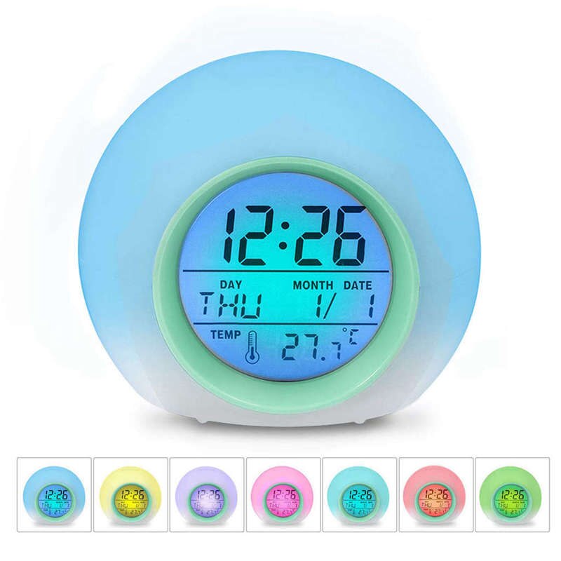 Kids Alarm Clock - Wake Up Light Digital Clock With 7 Colors Changing, Press Control And Snooze Function For Bedrooms: Default Title