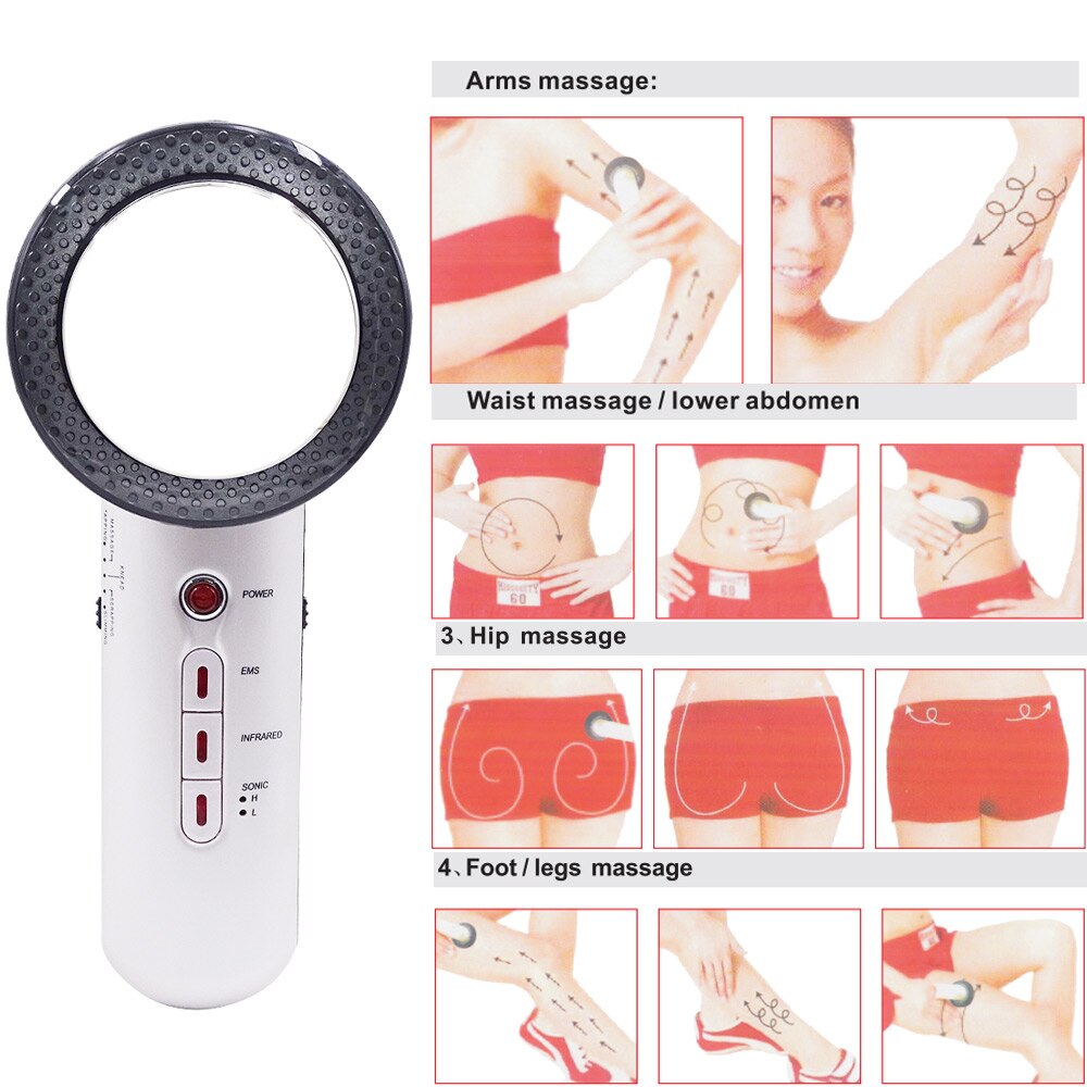 3 in 1 Facial Lifting EMS Infrared Ultrasonic Body Massager Device Ultrasound Slimming Fat Burner Cavitation Face Beauty Machine