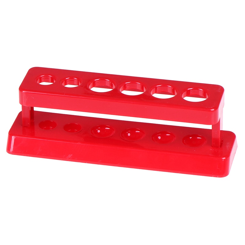 6 gaten houder standaard laboratorium reageerbuis standaard plank laboratorium schoolbenodigdheden rode plastic reageerbuis rek ondersteuning buret
