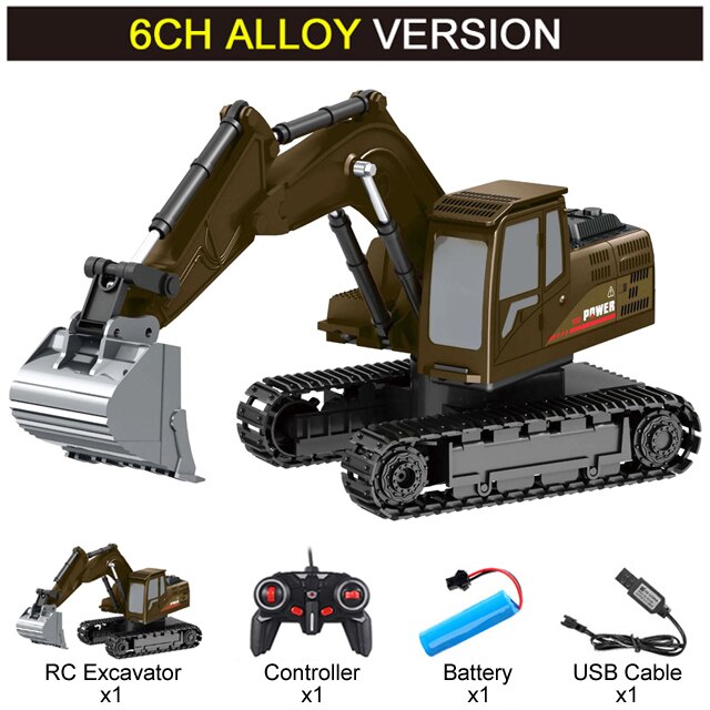 Engineering 2.4Ghz 6 Channel Car 1:24 RC Excavator Toy Alloy And Plastic Excavator 6CH And 5CH RTR For Kids Christmas: 6CH2