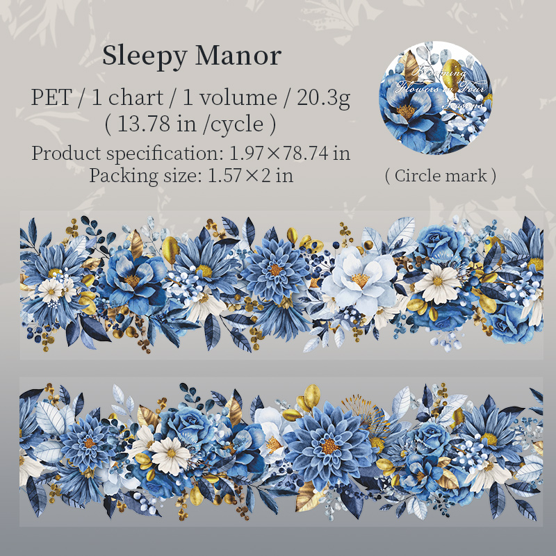 Yoofun 5x200cm Blooming Season PET Tape Flower Garden Decorative DIY Sticker for Card Making Journal Scrapbooking Planner diy: PURPLE