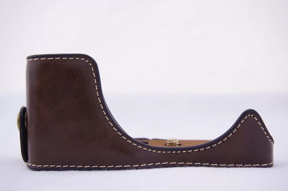 Pu Leather Camera case Bag for Canon EOS M2 EOS M EOS M Camera opening battery with strap: Coffee