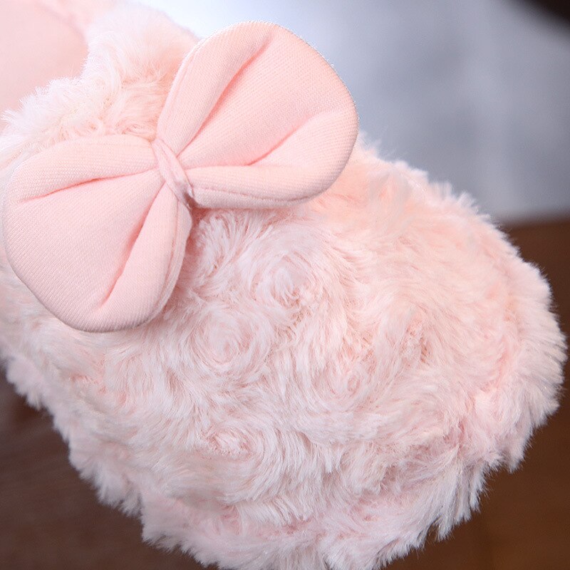 Winter Slippers Children Girls Shoes Bow Princess Slippers Warm Plush Toddler Girls Slippers Kids Slippers For Girls
