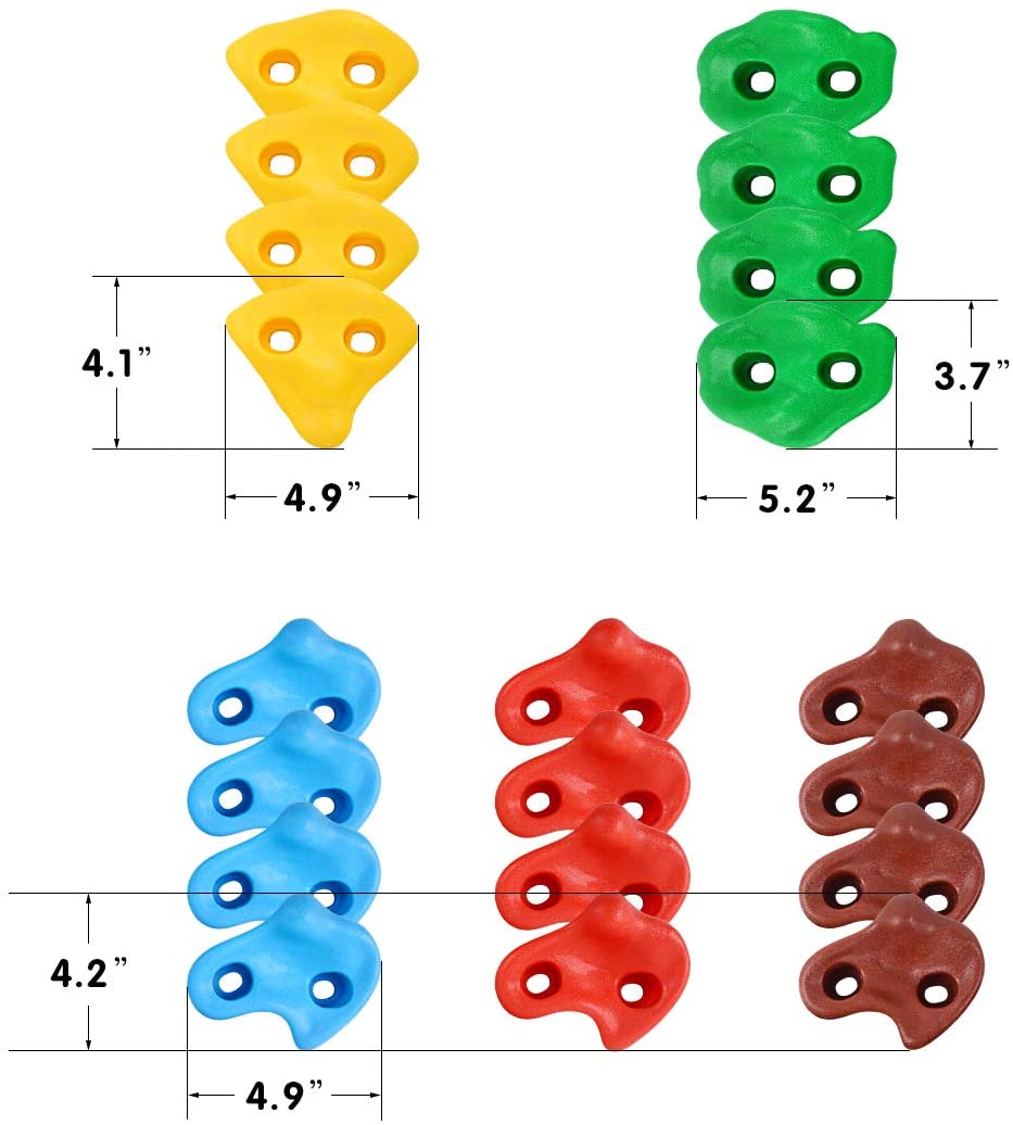 20 Rock Climbing Holds for Kids, Adult Rock Wall Holds Climbing Rock Wall Grips with 2 Handles