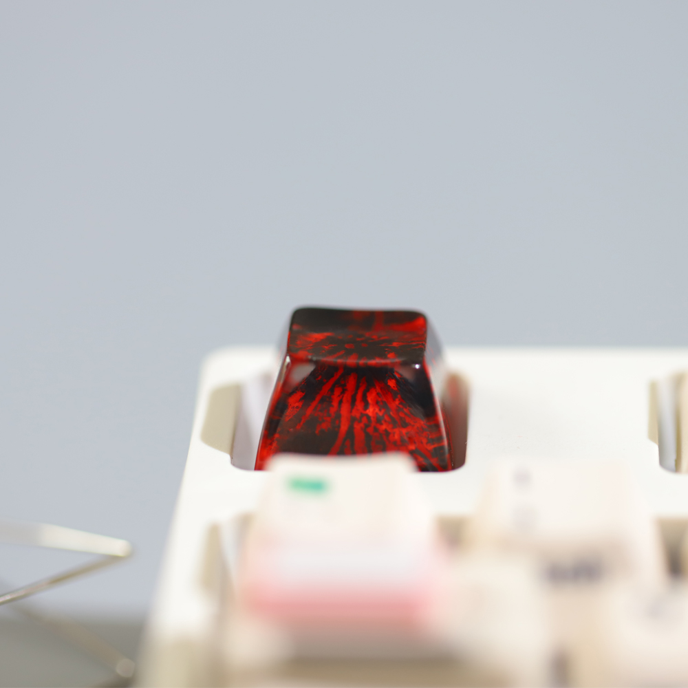Teclas tridimensionales creativas personalizadas hechas a mano para interruptores Cherry MX, teclado mecánico, teclas de resina de montañas nevadas: Rosa claro