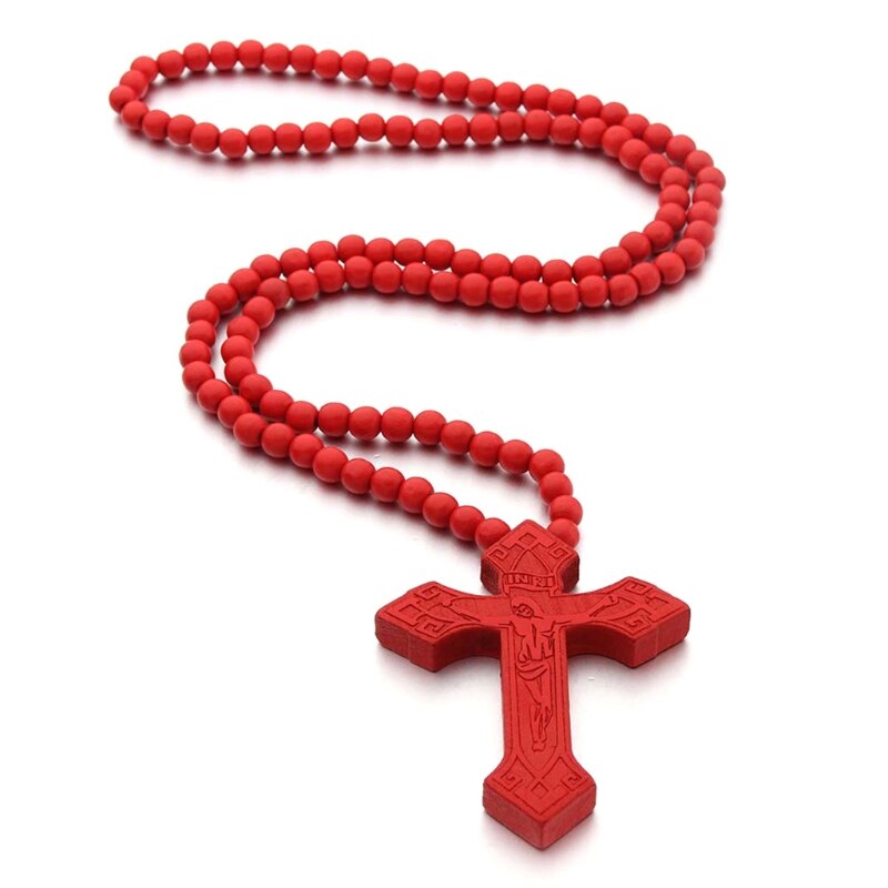 Retro rosenkrans pärlor halsband för kvinnor kors jesus hänge religiösa kristna smycken berlock