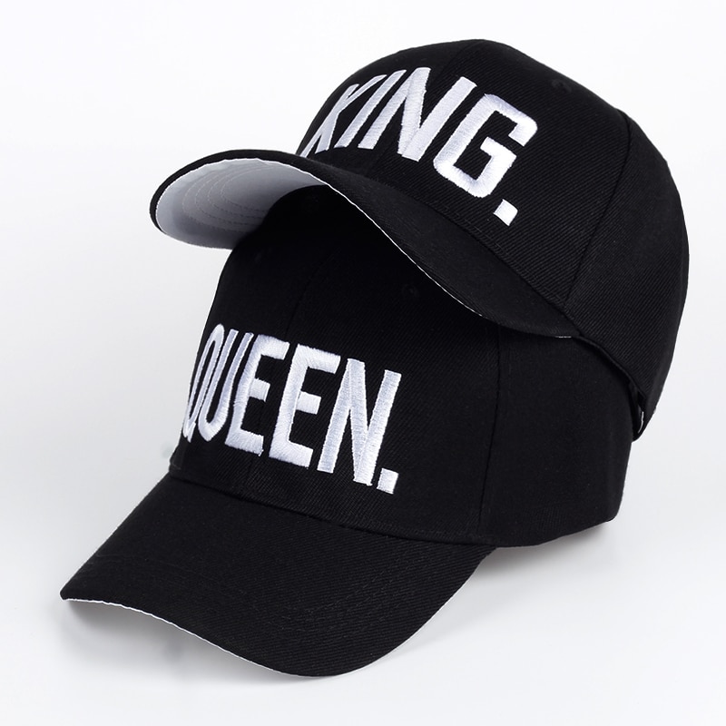 KÖNIG KÖNIGIN Schwarz Stickerei Snapback Hütte Männer Frauen Paar Baseball Kappen Papa Hütte Casquette gorras Hüfte hüpfen Sonne hüte