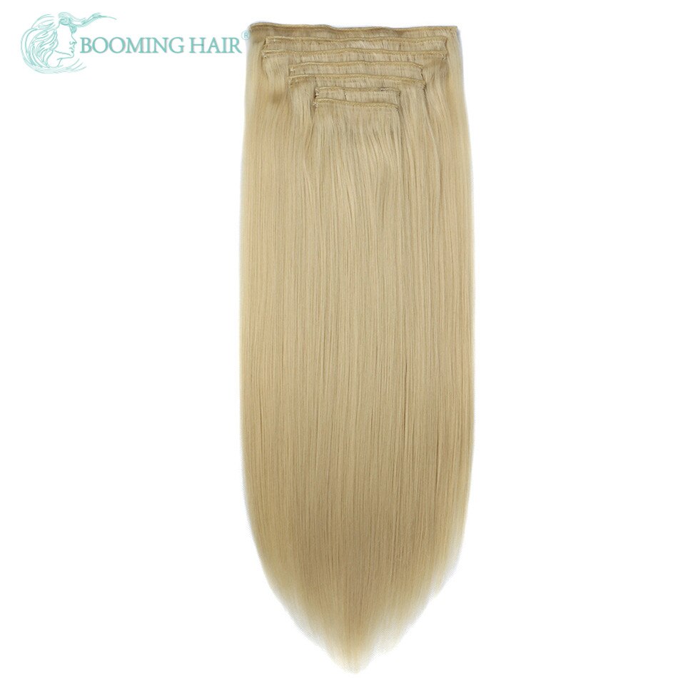 Synthetic Clip On Hair Extension Straight 140G 24 Inches Long Hair For Women High Temperature Fiber By BOOMING HAIR