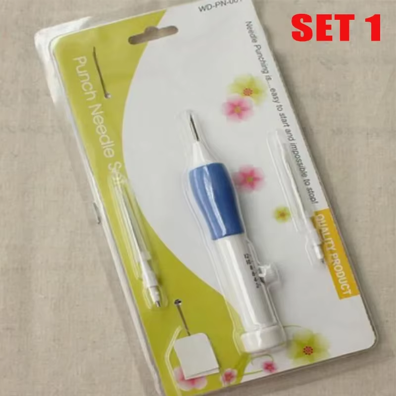 DIY Embroidery Punch Needle Kit Embroidery Pen Set Clothes Hook Embroidery Knitting Sewing Needle Stitching Tool Set: Dark Grey