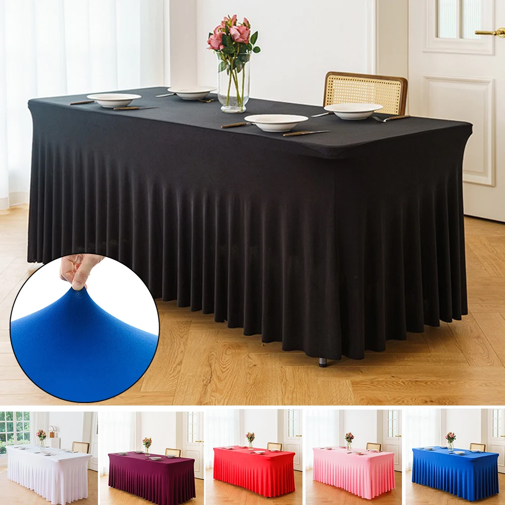 Tafelkleed Rok Rechthoek Tafels Rokken Polyester Hoes Tafelkleed voor 1,80 meter met rok Feest Bruiloften Decor