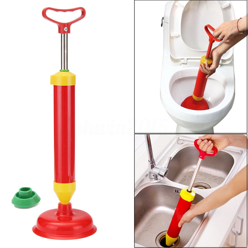 Powerful Bathroom Blocked Toilet Sink Multi Drain Buster Plunger W/2 Suckers