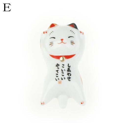 Japanska keramiska ätpinnar vård keramiska lyckliga katt hem hotell keramik söta mini lyckliga katt ätpinnar hållare: E