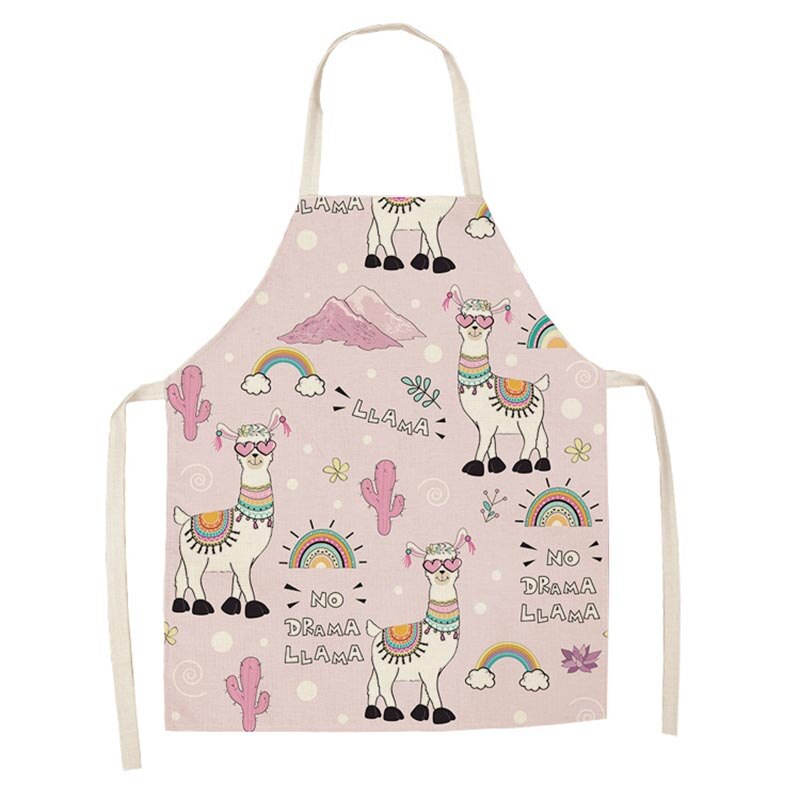 Nette Alpaka Frauen Männer Küche Schürzen Wasserdichte Kochen öl-nachweisen Baumwolle Leinen Antifouling Koch Schürze Reinigung 68*55cm 0008