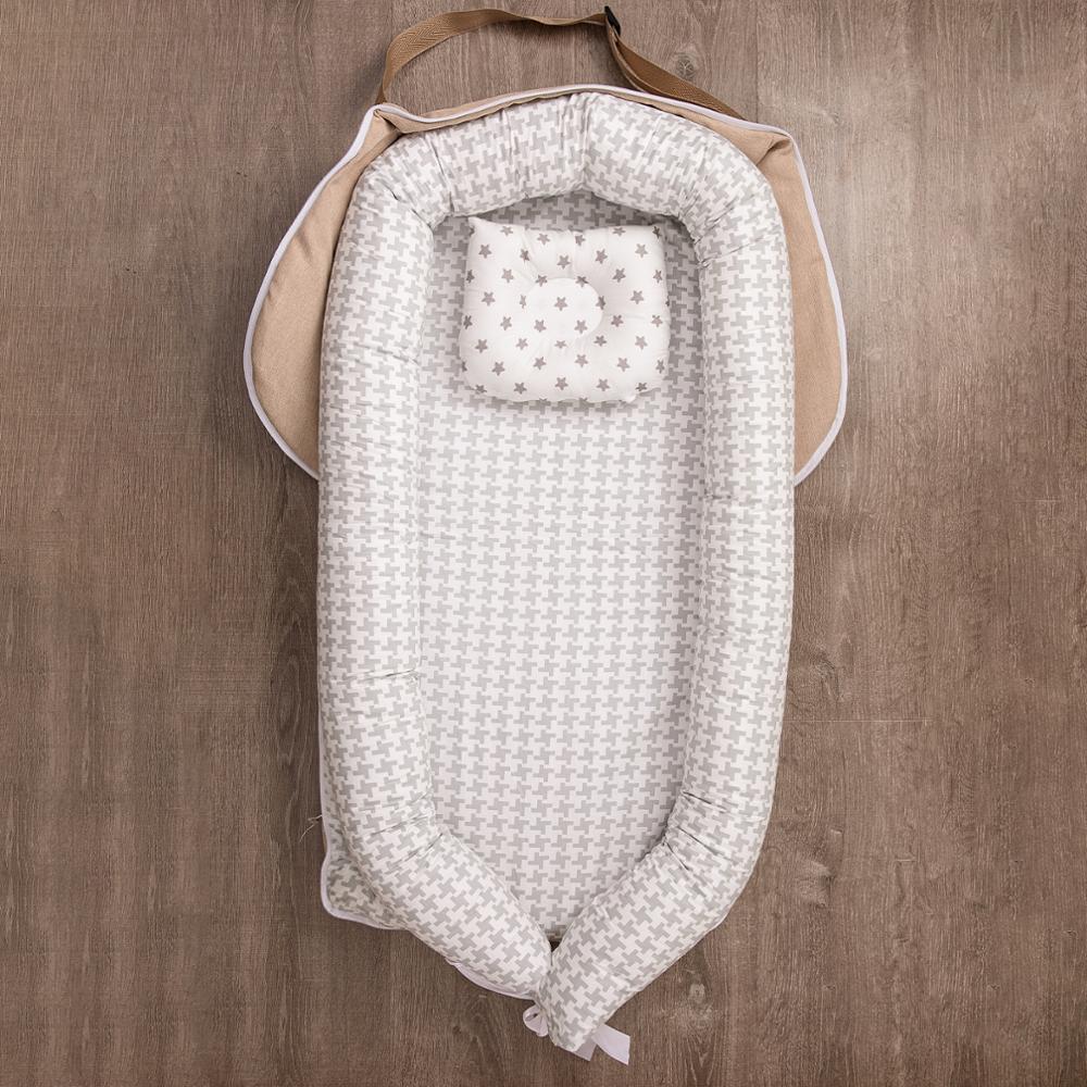Bolsa tipo cama portátil, parachoques de cama media, protección de aislamiento segura, funda de almohada estereotipada extraíble, estilo de algodón