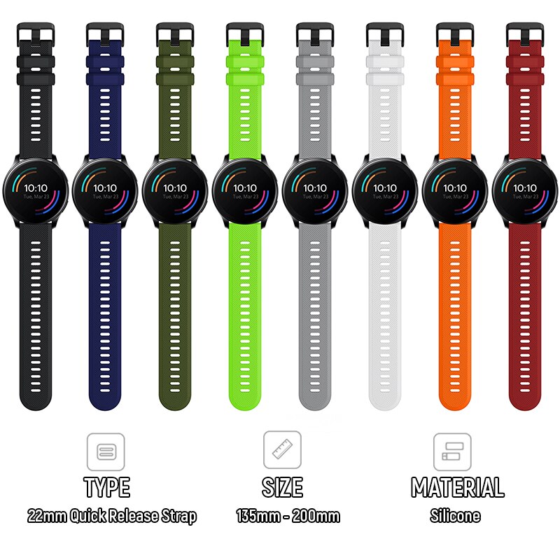 Silikonarmband für oneplus watch 22mm, ersatzarmband für smartwatch, schnellverschluss, streifenmuster, strukturierte oberfläche, armbandzubehör