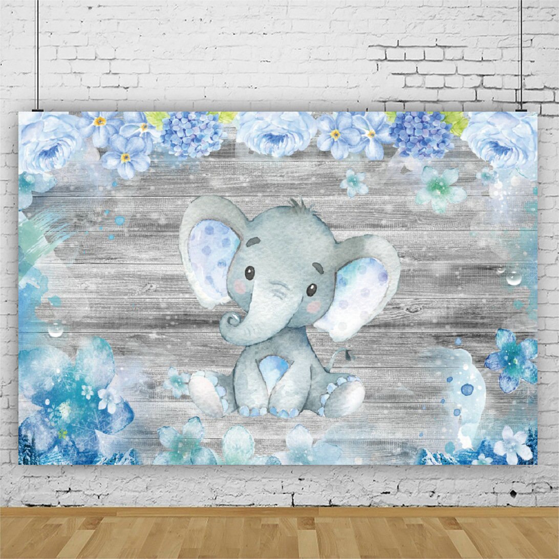 Wooden Board and Elephant Baby Shower Backdrop Photography Background Photo Booth Studio Decor: 03 / 260X180cm