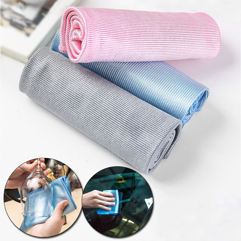 Glass Cleaning Cloth Dishcloth Lint Free For Windows Cars Kitchen Mirrors Traceless Reusable Fish Scale Rag Polishing Microfiber