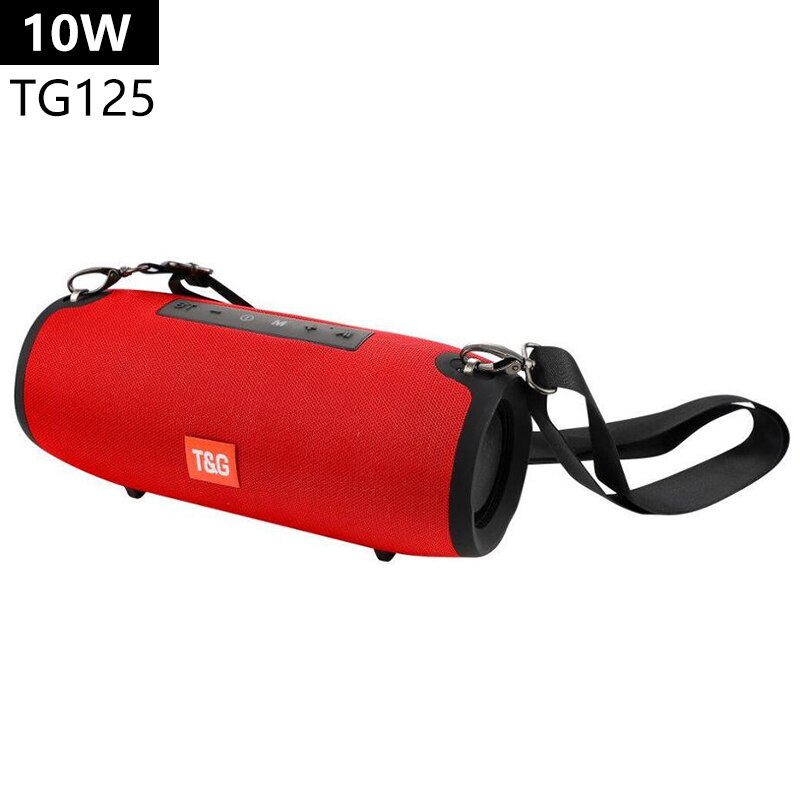 20W High-power Portable Speakers TG125 Outdoor Waterproof Battle Drum Wireless Speaker FM Radio loudspeaker USB Port AUX Input: 10W-900g-Red