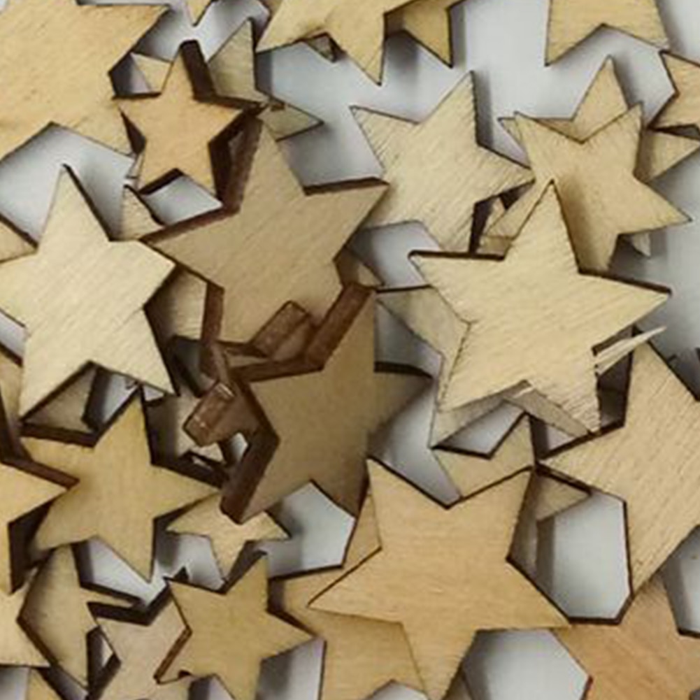 Handmade Ornaments Buttons Scrapbooking Size Mixing Light Weight Supplies Graffiti Wooden Stars DIY Crafts Embellishments