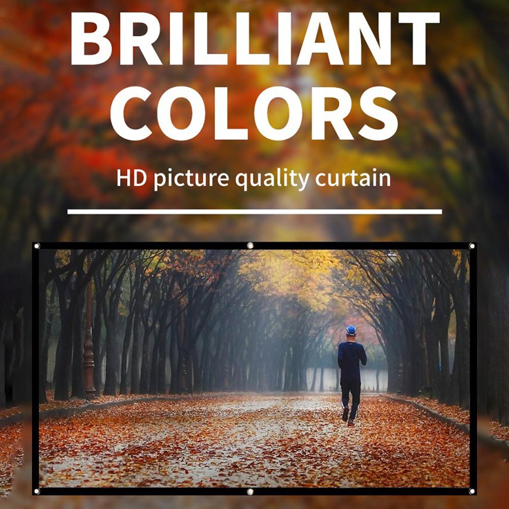 60''-150'' Portable Projector Screen HD 16:9 White Dacron Diagonal Video Projection Screen Foldable Wall Mounted For Home Theate