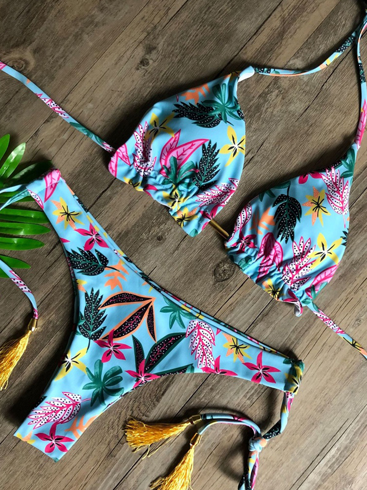 Bikini damedrakt badetøy sexy bikinisett push up svømming badedrakt dame badedrakter: S / Grå