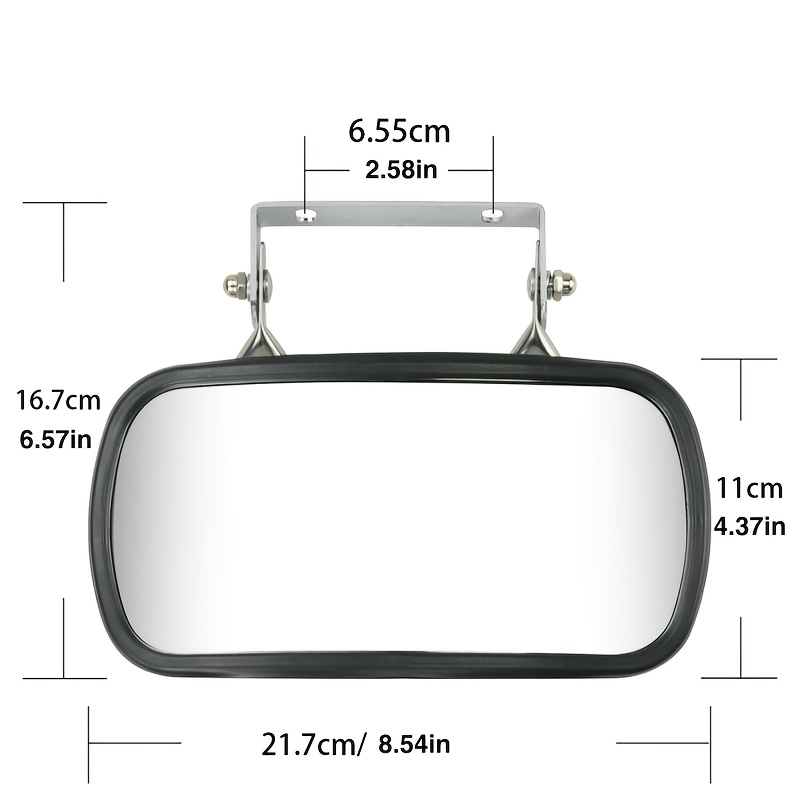 Convex Safety Mirror with U-Shaped Bracket | Wide-Angle View for Blind Spot Reduction | For Tractors, Forklifts, Trucks, Boats