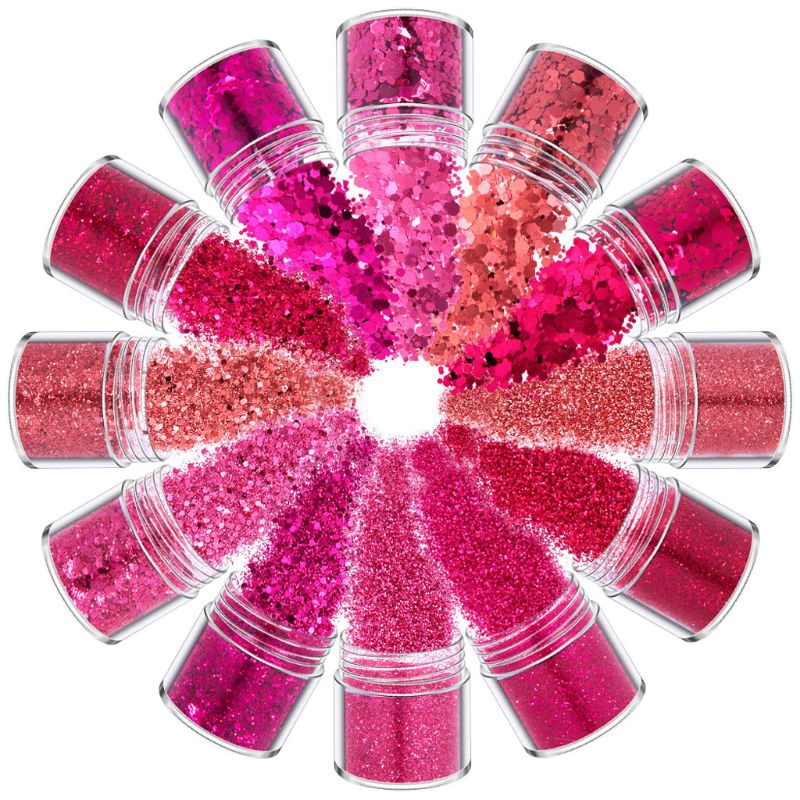 12 couleurs mélangées maquillage holographique grosses paillettes visage corps yeux cheveux ongles résine époxy Festival gros hexagones paillettes: F