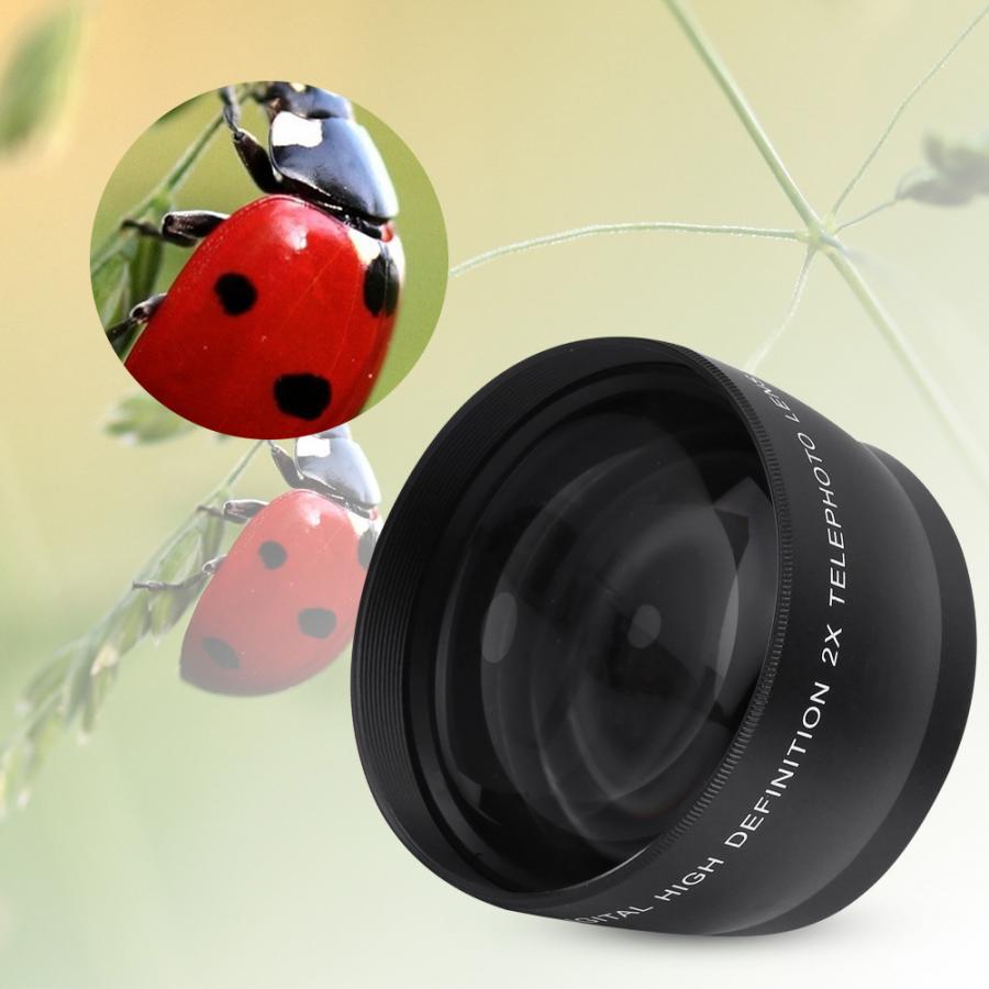 Camera Lens for 55mm 2X Magnification HD Tele Converter Camcorder Lens for 55mm Mount Camera Waterproof portable Lens