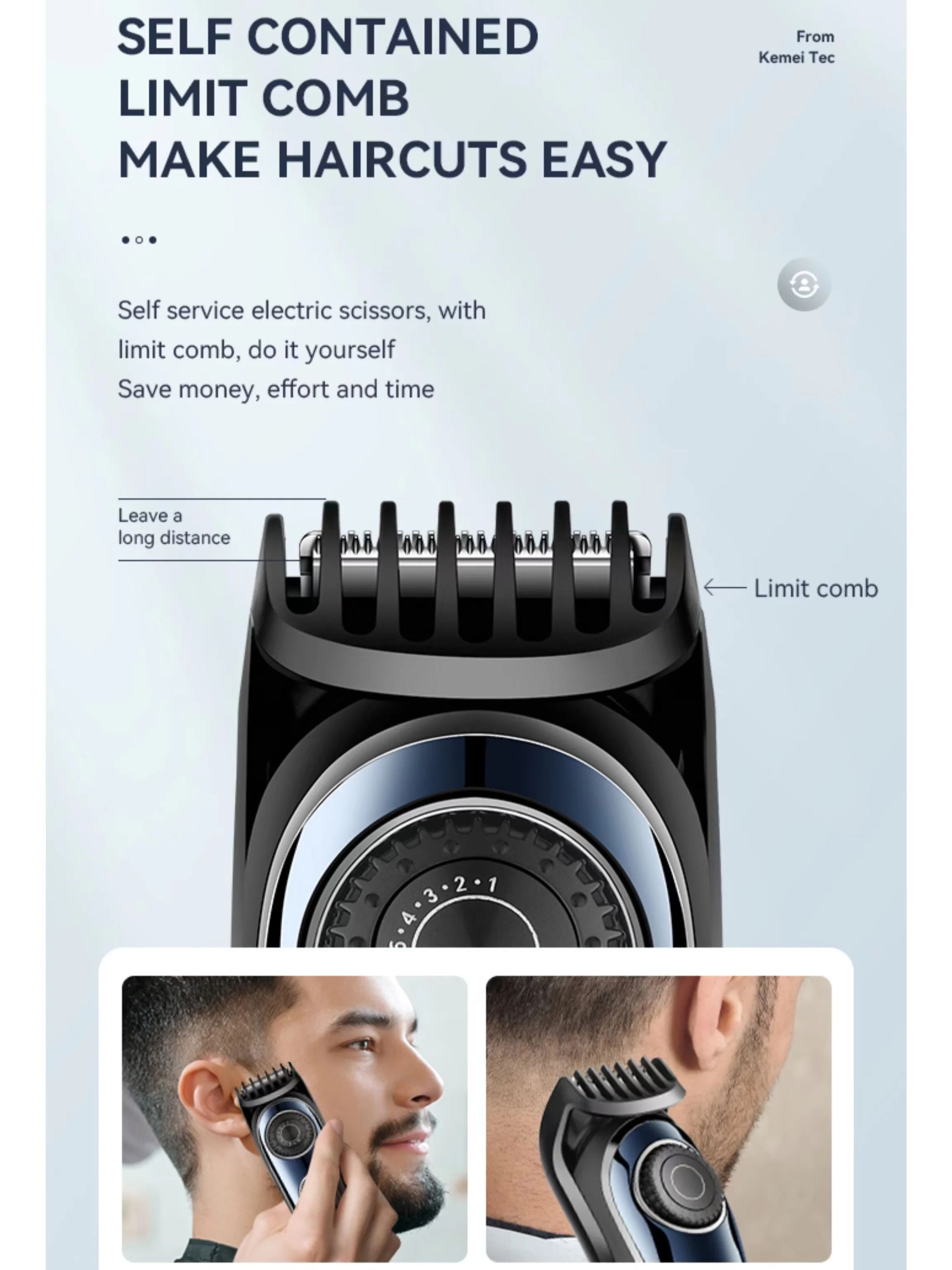 USB Barber waterdichte draadloze tondeuse Kemei km-1256 elektrische draadloze professionele tondeuse