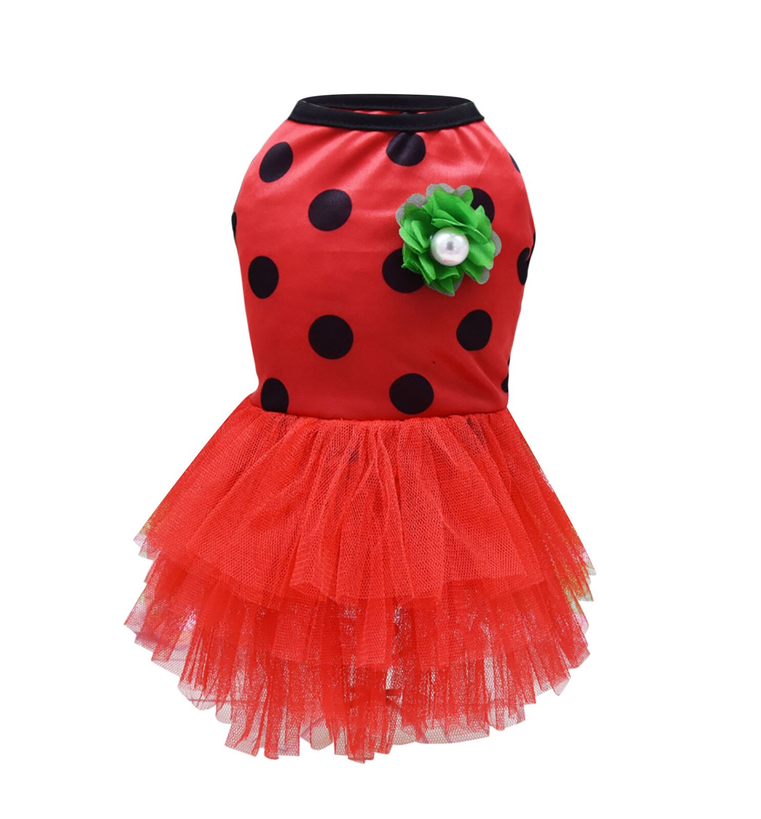 Breathable Dog Black Dot Layered Princess Skirt Three Dimensional Princess Skirt Dog Costume Outfit Clothes For Girl Small Dogs