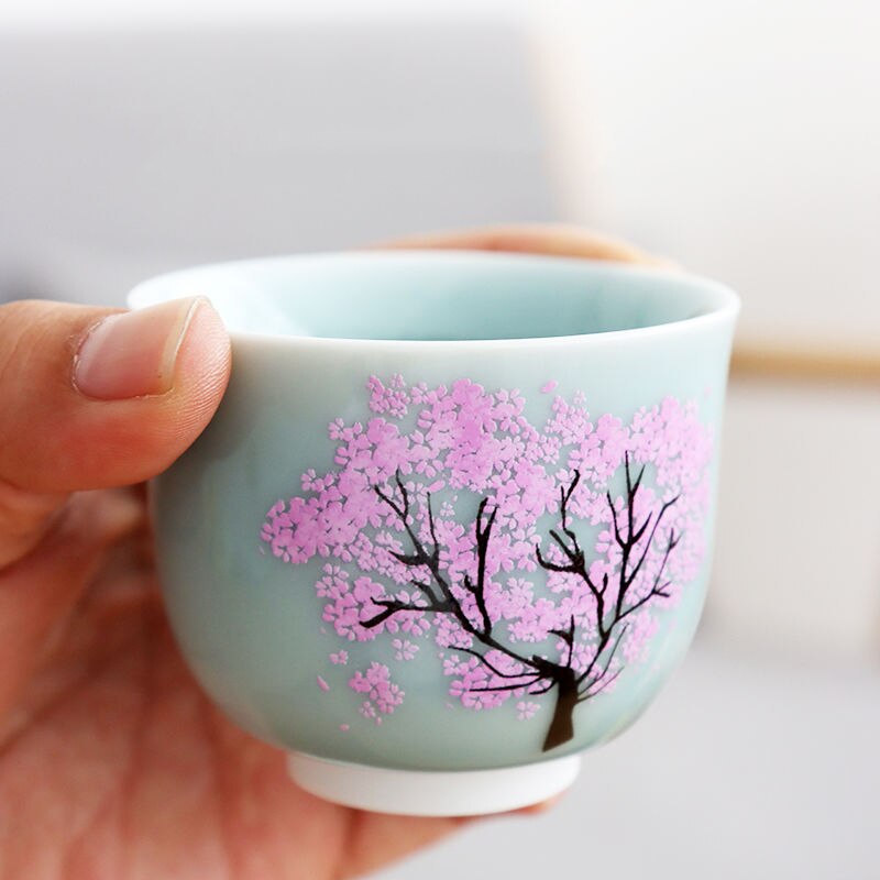 Tasse magique japonaise Sakura, tasse à thé en céramique Kung Fu, changement de couleur, température froide, spécial pour amis