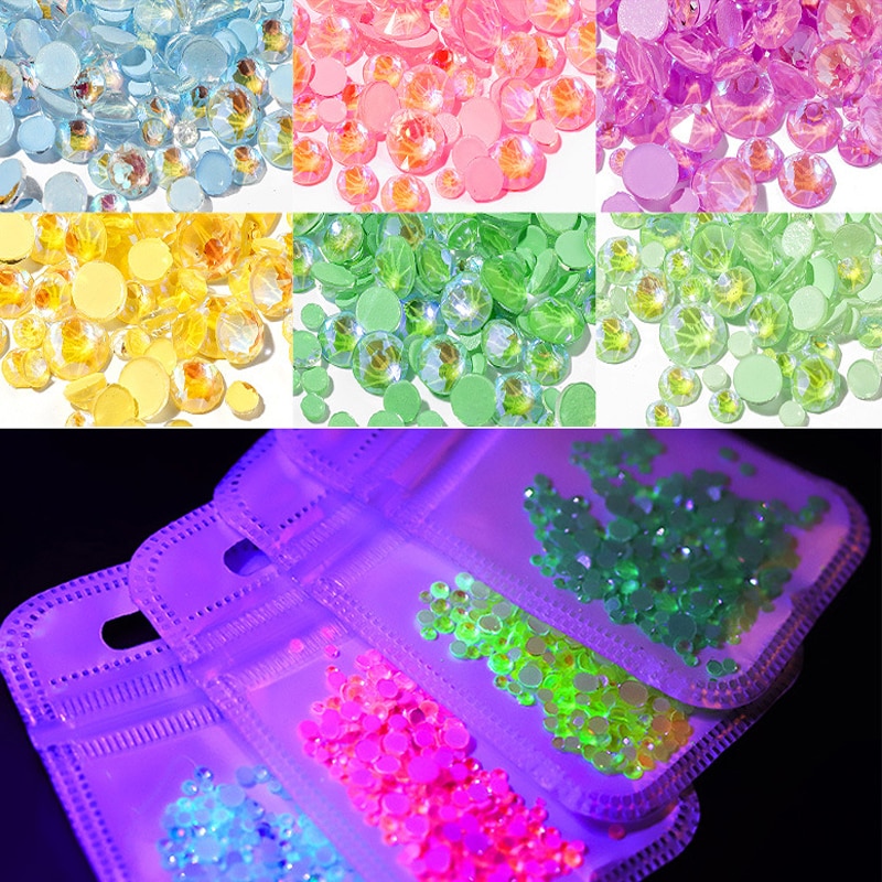 1 Pack Lichtgevende Kristallen Gemengde Size SS6-SS20 Nail Art Rhinestone Decoraties 3D Glitter Diamond Jewelly Glow In The Dark Ornamenten