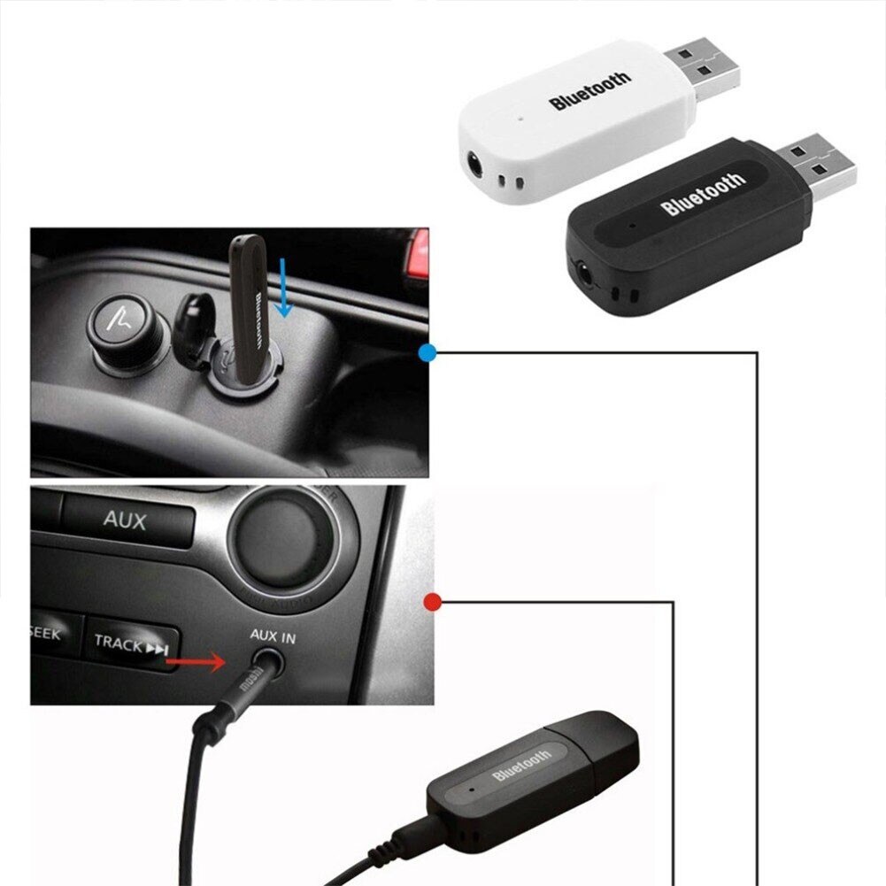 1 * adattatore USB Bluetooth per auto trasmettitore adattatore Audio AUX a USB senza fili Bluetooth Audio stereo ricevitore musicale automatico
