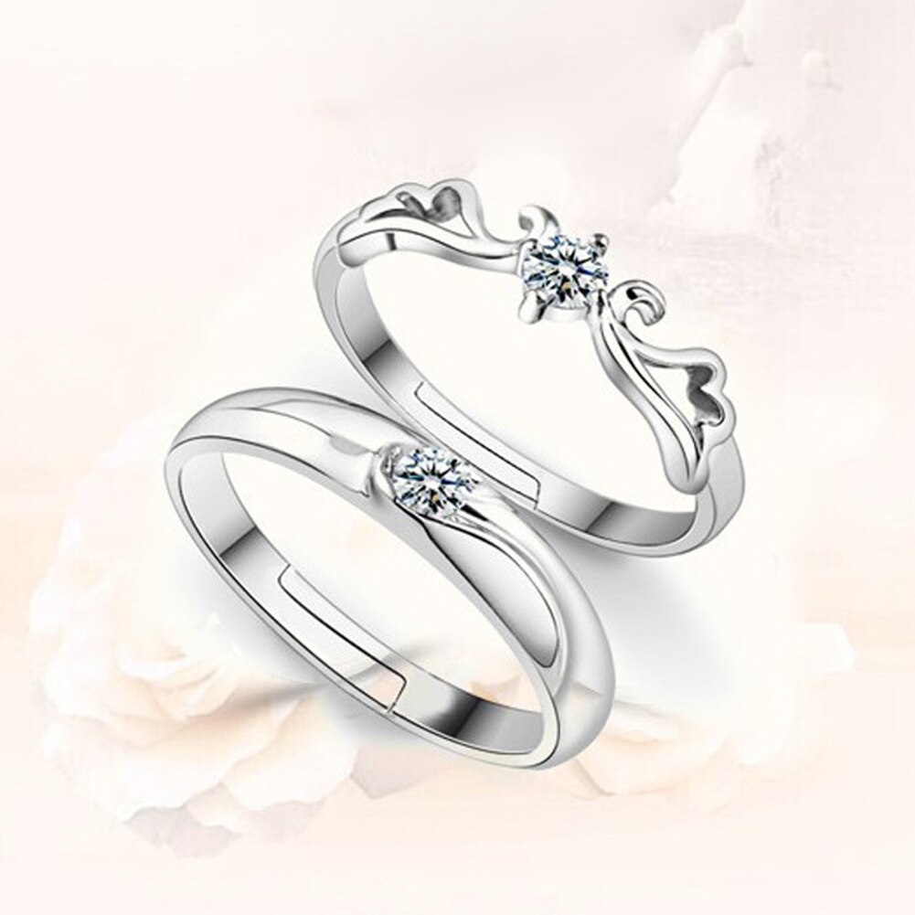1pc ! zilveren opening holle paar ringen voor mannen/vrouwen om de retro ring engelenvleugel sieraden te leven