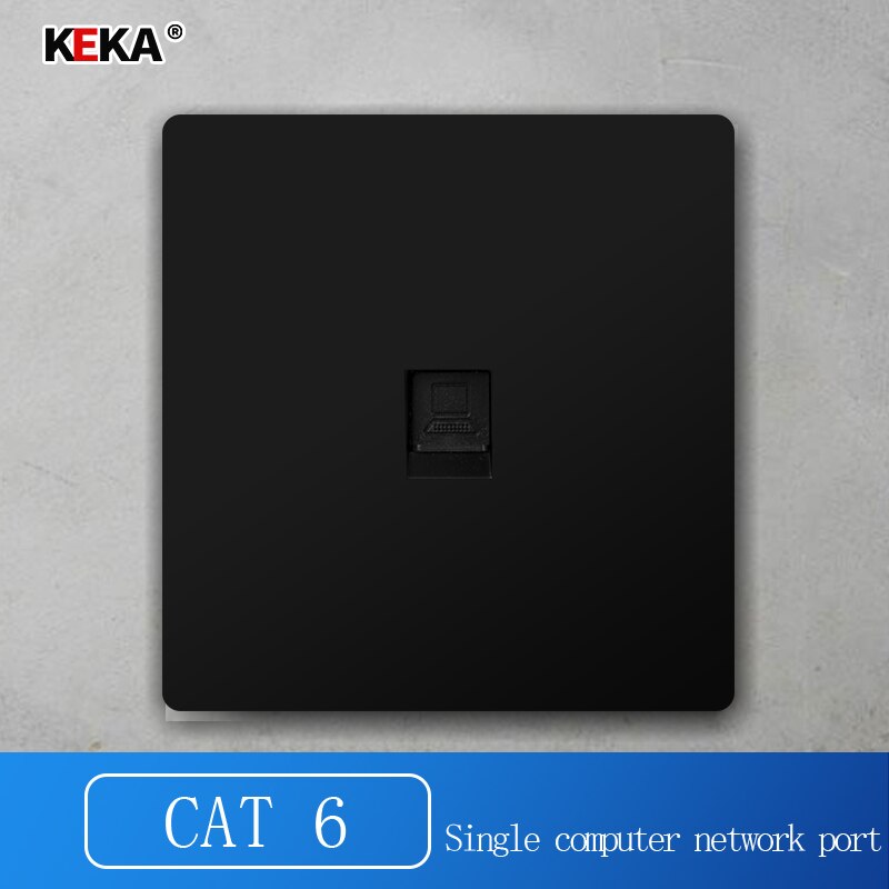 KEKA 86 Standard Computer Socket PC Panel CAT5 CAT6 Network Module RJ45 Cable Interface socket 2 Gang Internet Outlet: CAT6  SINGLE BLACK