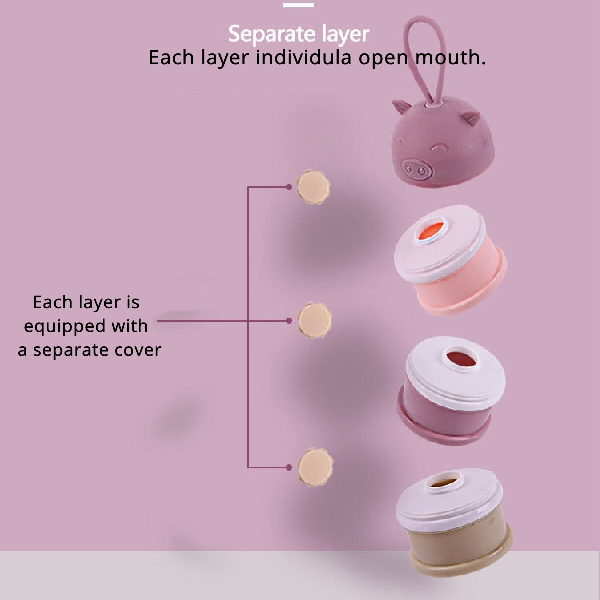 4 layer Cute Style Portable Baby Food Storage Box Essential Cereal Cartoon Milk Powder Boxes Toddle Kids Formula Milk Container