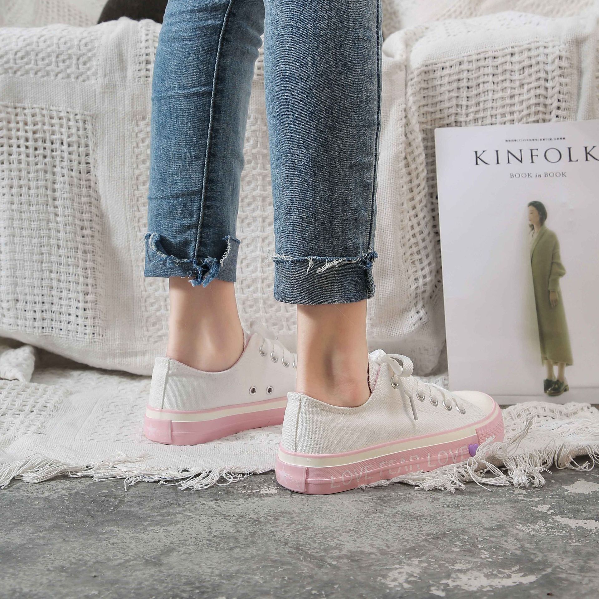 Rose Orange coeur forme sur semelle toile chaussures blanc cassé chaussures femme conseil chaussures printemps chaussures D197 vulcanisé chaussures