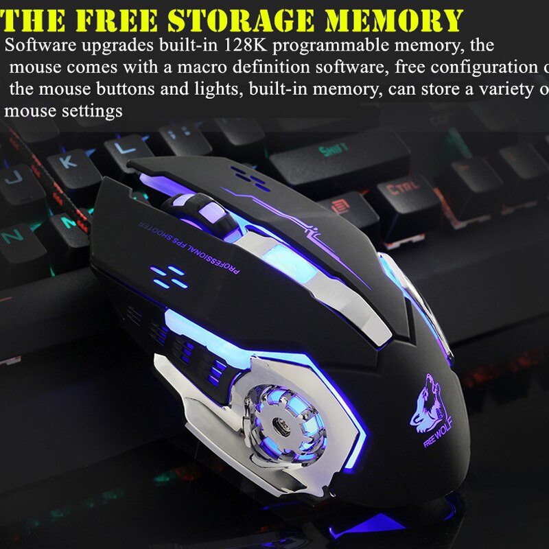 Silent Wired Gaming Mouse 6 Programmable Buttons Ergonomic Mice Colorful LED Light Mouse for PC Computer Laptop Game Office