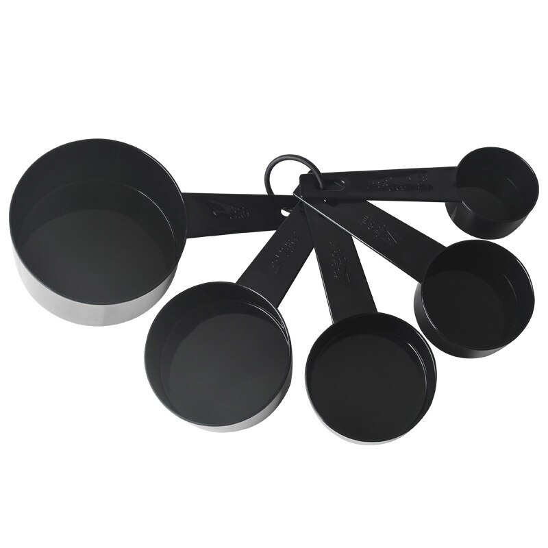 10 Uds./5 uds. Tazas medidoras de plástico negro cuchara medidora herramientas de cocina Mini cucharas para hornear café té cocina Gadgets: 5pcs Cup