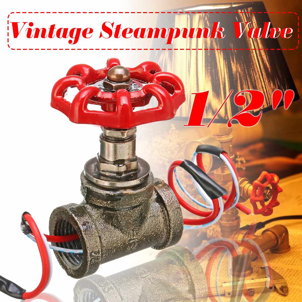 1/2 Inch Stop Valve Light Vintage Steampunk Switch With Wire For Water Pipe Lamps Lamp Loft Style Iron Valve Vintage Lamp