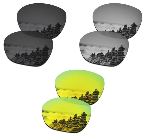 SmartVLT Replacement Lenses Polarized for Oakley Overtime Sunglasses - Multiple Pairs Packed: Black-Silver-Gold