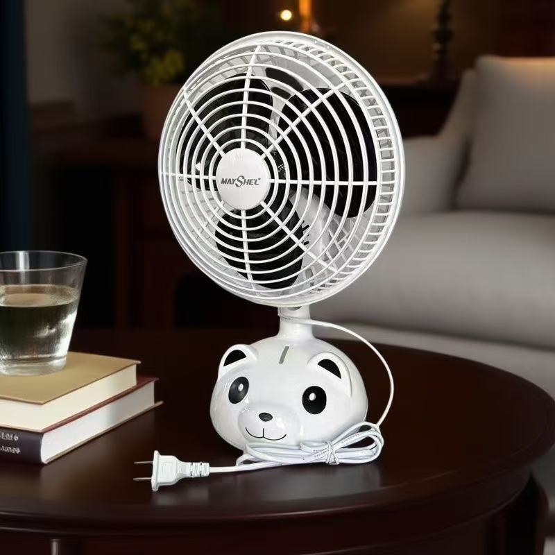 Mini liten vifte plug-in ristende hode meishier skrivebord stille student sovesal soverom kontor nattbordsvifte rosa søt vifte: Hvit
