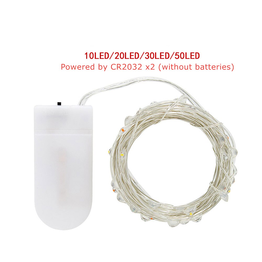 Guirnalda de luces LED de cadena de alambre plateado, 1 piezas, 1M, 2M, 3M, 5M, para Navidad, hogar, boda, decoración de vacaciones al aire libre