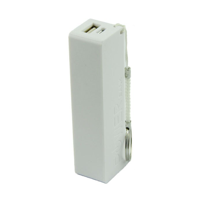 Portable Power Bank 18650 External Backup Battery Charger With Key Chain USB Charging Mobile Phones for Cell Phone: White