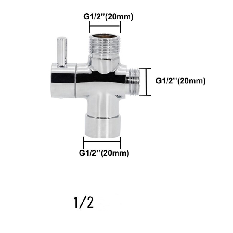 Brass Diverter Valve Shower Head Diverter Valve 3 way Water Separator Shower Tee Adapter Adjustable Bathroom Accessories: 1-2