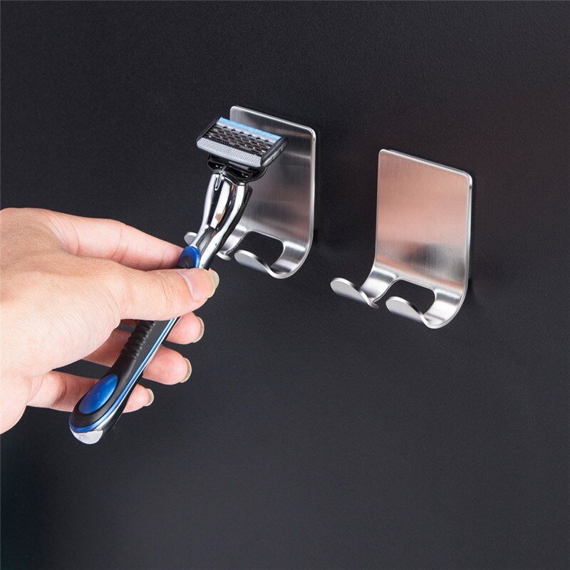 Adhesive Rvs Haken Houder voor Hang Badkamer Klein Gereedschap Föhn Plug Scheermes: Default Title