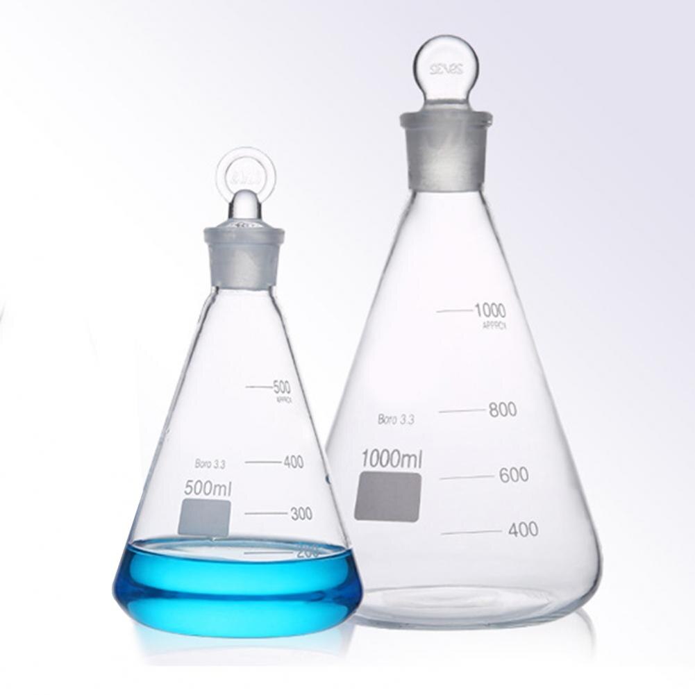 ! Frasco cónico triangular de cristal sin plomo para laboratorio, con tapón, abertura estrecha, 50-1000ml