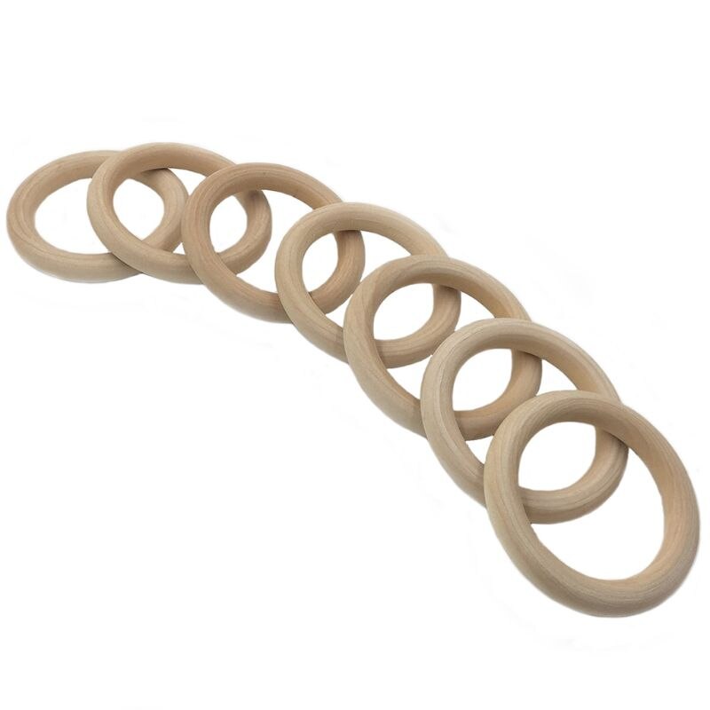 Houten ringen, natuurlijke houten ringen voor knutselen, doe-het-zelf babybijtringen, onafgewerkte houten cirkels, hangerconnectoren, sieraden maken