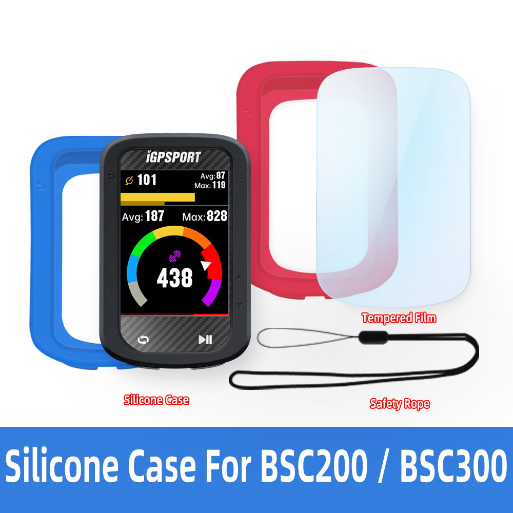 IGPSPORT BSC200 BSC300 película protectora de vidrio templado cubierta protectora de ordenador de bicicleta Protector de funda de silicona